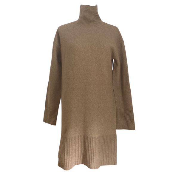Everlane Wool Yak Mock Neck Sweater Dress New Heathered Light Brown - Picture 3 of 15